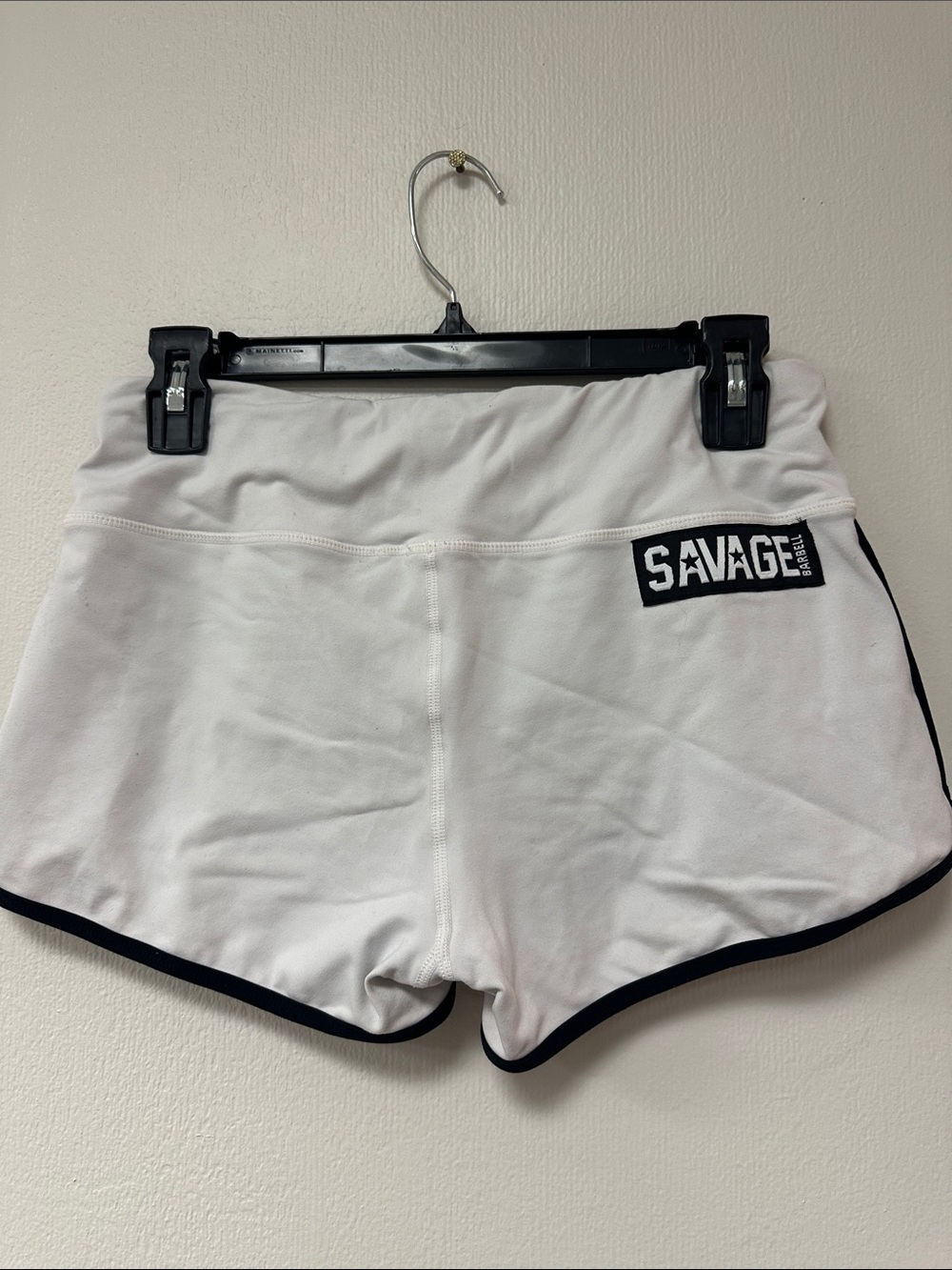 Savage Barbell White Athletic Lounge Shorts with Black Trim